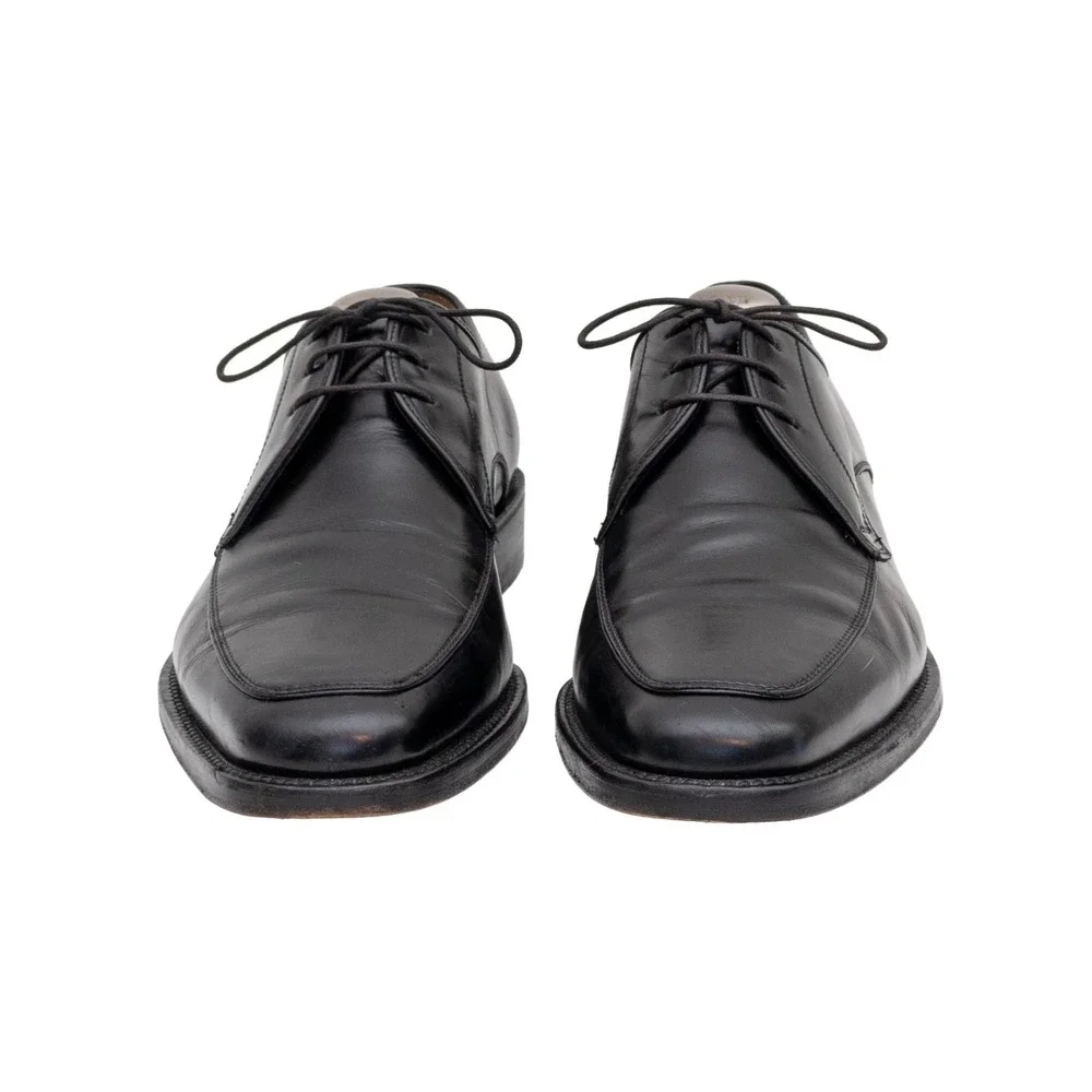 Salvatore Ferragamo Black Apron Toe Derby Dress Shoes Mens US 10.5 D UK 9.5